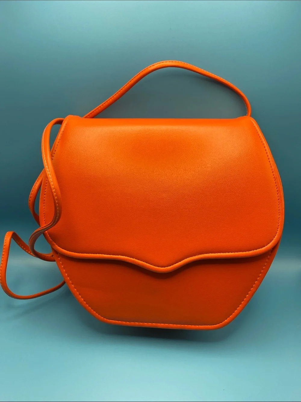 Vintage 80’s Orange Faux Leather Shoulder Bag - Picture 1 of 9